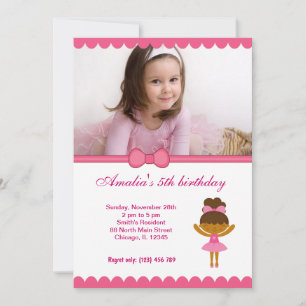 Invitation Fille d'anniversaire de Ballerina
