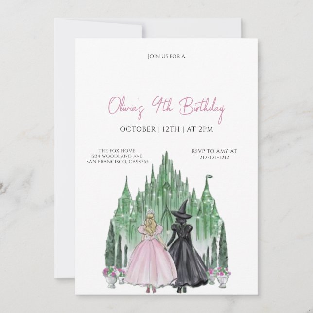 Invitation Fille d'anniversaire de fête magique élégante  (Devant)