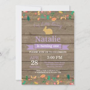 Invitation Fille d'anniversaire de lapin Œuf de Pâques 1er Pr