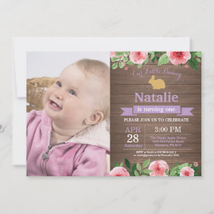 Invitation Fille d'anniversaire de lapin Œuf de Pâques 1er Pr