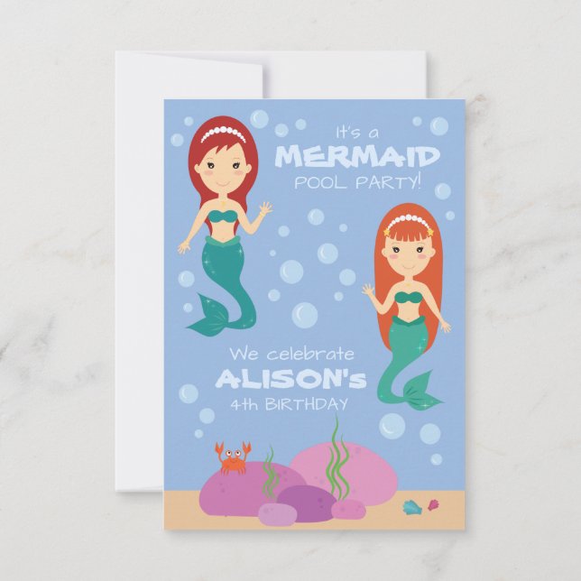 Invitation Fille d'anniversaire de Mermaid (Dos)