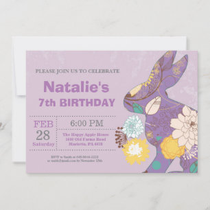 Invitation Fille d'anniversaire de Pâques Œuf de Pâques Lapin