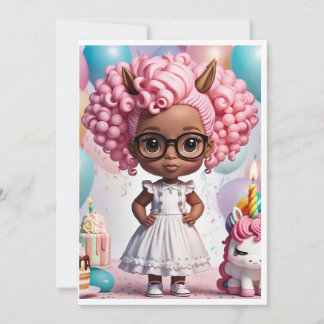 Invitation Fille d'anniversaire de Unicorn