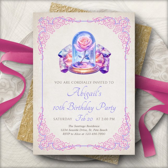 Invitation Fille d'anniversaire du conte de fées rose (Créateur téléchargé)