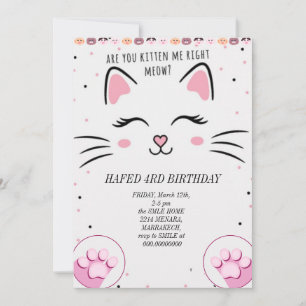 Invitation fille d'anniversaire fille chats chaton mignon inv