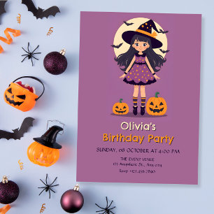 Invitation Fille d'anniversaire Halloween