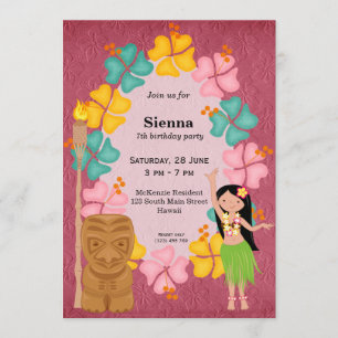 Invitation Fille d'anniversaire Hawaii