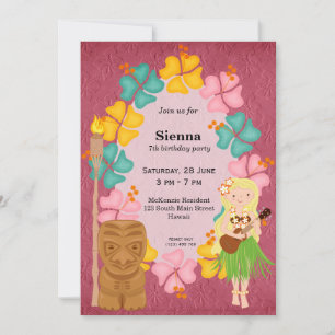 Invitation Fille d'anniversaire Hawaii