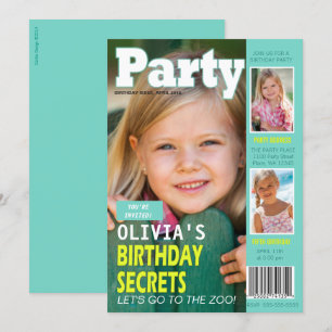 Invitation Fille d'anniversaire Magazine Couverture 3 Photos