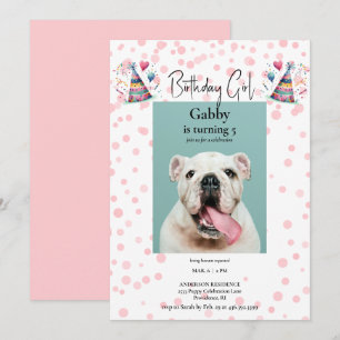 Invitation Fille d'anniversaire Photo Rose de l'animal Fête d