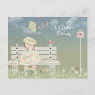Invitation Fille d'anniversaire sur banc