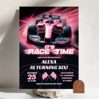 Fille d'anniversaire voiture de course rose F1
