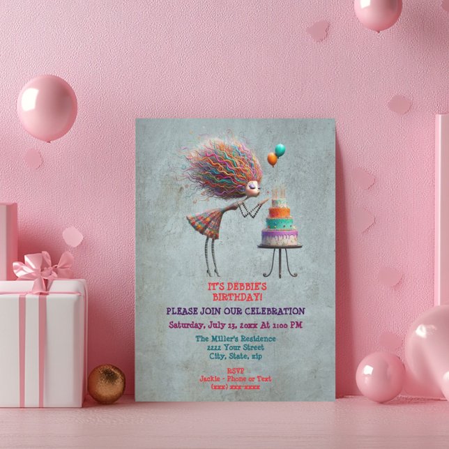 Invitation Fille d'anniversaire Whimsical à la mode (Créateur téléchargé)