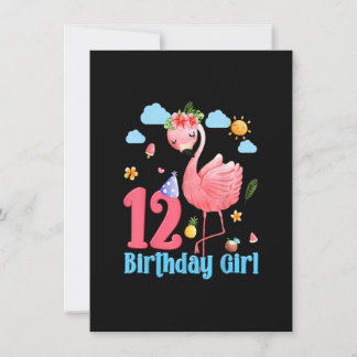 Invitation Fille de 12 ans Anniversaire Flamant 12 Ans Tropic