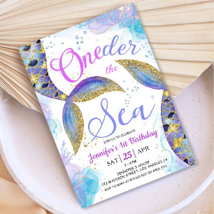 Invitation Fille de 1 an Sirène Rose ONEder la Mer 