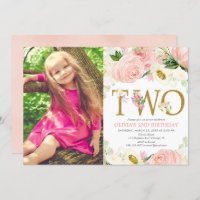 fille de 2ème anniversaire, blush rose or floral p