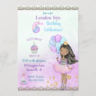 Invitation Fille de 6 ans pour son anniversaire Princesse Afr
