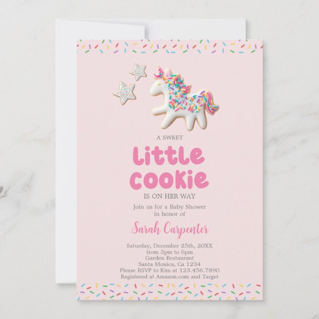Invitation Fille de Baby Shower Cookie (Devant)