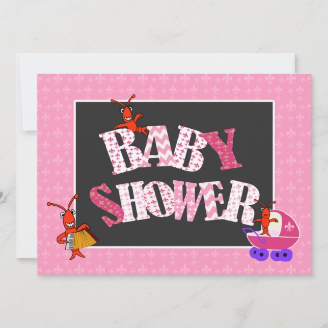 Invitation Fille de baby shower de Patchwork Fleur de Lis (Devant)