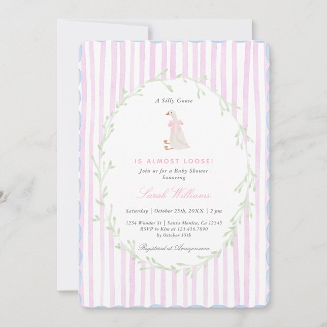 Invitation Fille de Baby shower d'oie stupide (Devant)