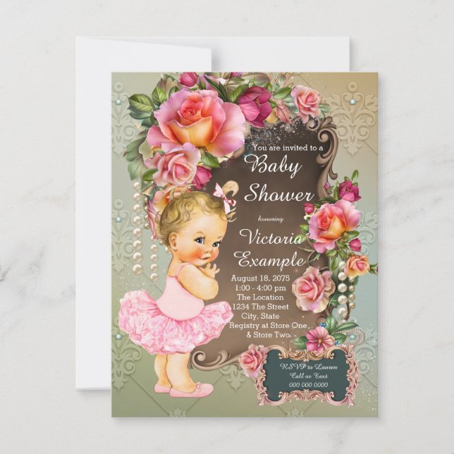 Invitation Fille de bain Pearl Tutu Rose Rose (Devant)