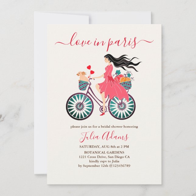 Invitation Fille de bicyclette Tombeaux Citrouilles Enterreme (Devant)