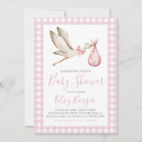 Fille de cigogne rose Preppy Baby shower Sud
