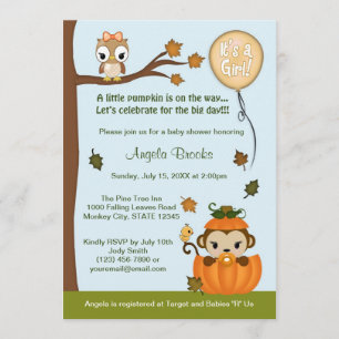 Invitation FILLE de citrouille d'automne d'invitation de baby