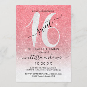 Invitation Fille de corail mousseux Parties scintillant blanc