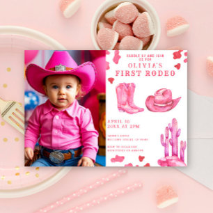 Invitation Fille de cow-boy rose fête d'anniversaire Wild Wes