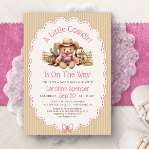 Invitation Fille de Cowgirl Fête Prénatale Rose