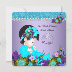 Invitation Fille de douche de bébé Princesse Bleu sarcelle Vi