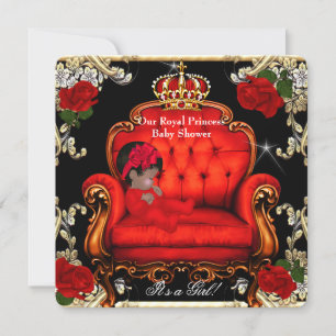 Invitation Fille de douche de bébé princesse Chaise Rose Roug