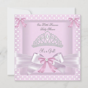 Invitation Fille de douche de bébé princesse rose points de p