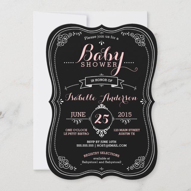 Invitation Fille de fantaisie douce de baby shower de tableau (Devant)