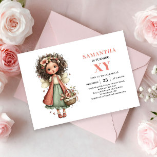Invitation Fille de fée mignonne 6ème anniversaire Blush Magi