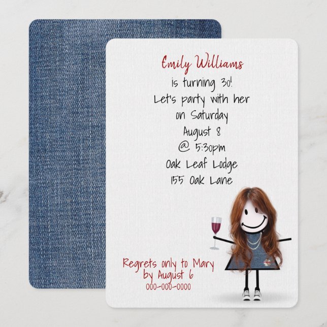 Invitation Fille de fête d'anniversaire 30 ans en baskets ave (Devant / Derrière)