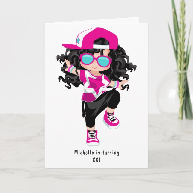 Invitation Fille de fête d'anniversaire de rap hip hop cool P (Devant)