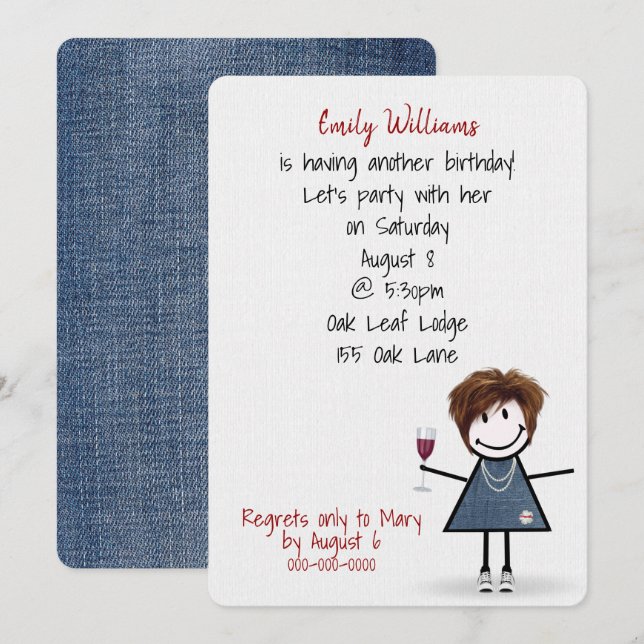 Invitation Fille de fête d'anniversaire en Basket avec vin (Devant / Derrière)