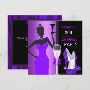 Invitation Fille de Fête d'Anniversaire Sauvage Violet Glamou