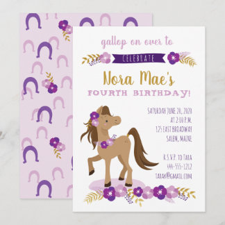 Invitation Fille de fête de poney