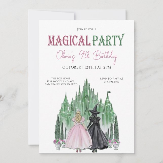 Invitation Fille de fête magique élégante Anniversaire  (Devant)