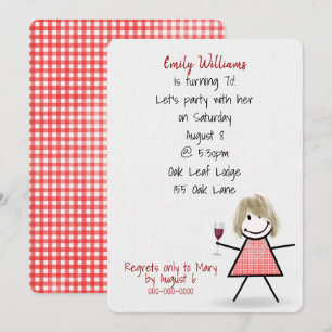 Invitation Fille de fête pour 70 ans avec du vin