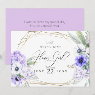 Invitation Fille de fleurs   Fleur d'anémone violette