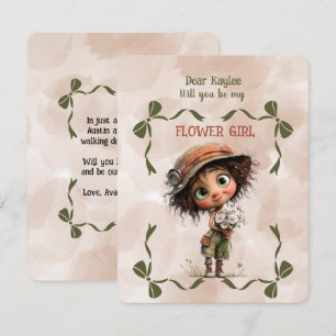 Invitation Fille de Fleurs Florale Marron Aquarell
