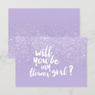 Invitation Fille de fleurs ombre faux paillettes lavande pour