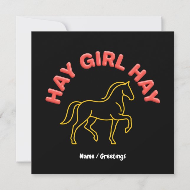 Invitation Fille de Foin Retro Cheval Graphique 2026 Chic Occ (Devant)