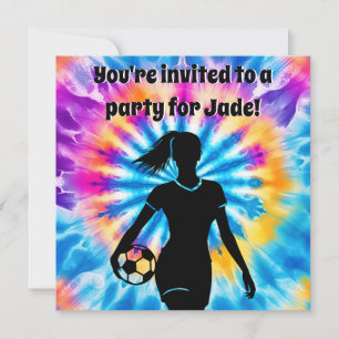 Invitation Fille de football Personnalisé Cravate-Dye Rainbow