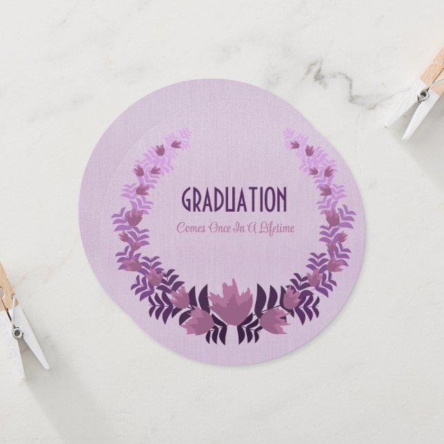 Invitation Fille de graduation Purple Floral (Devant/Arrière en situation)