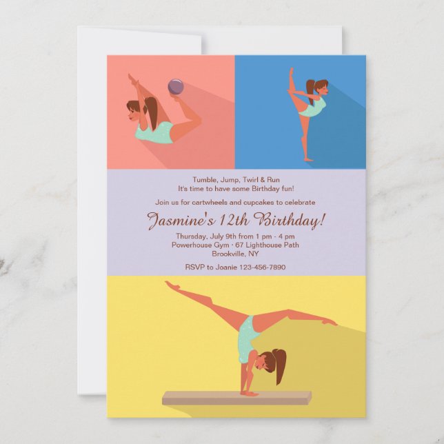 Invitation Fille de Gymnastique (Devant)